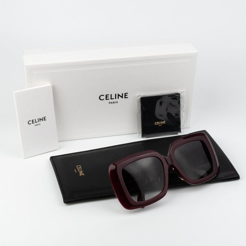 NEW Celine CL40263F 69B 3 DOTS Bordeaux Gradient Smoke Geometric Sunglasses - Picture 8 of 10